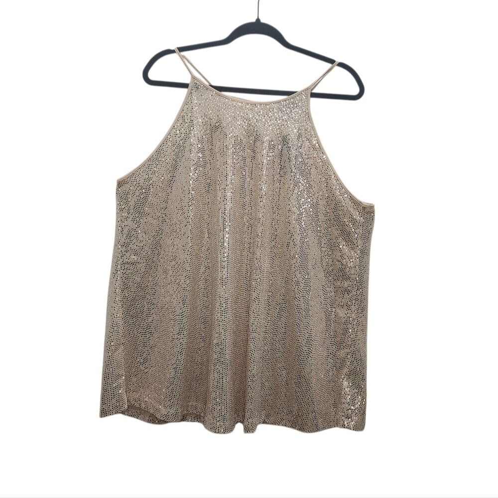 TORRID Rose Gold Sequins Halter Tank Keyhole Back NEW Holiday Party NYE Plus 2X